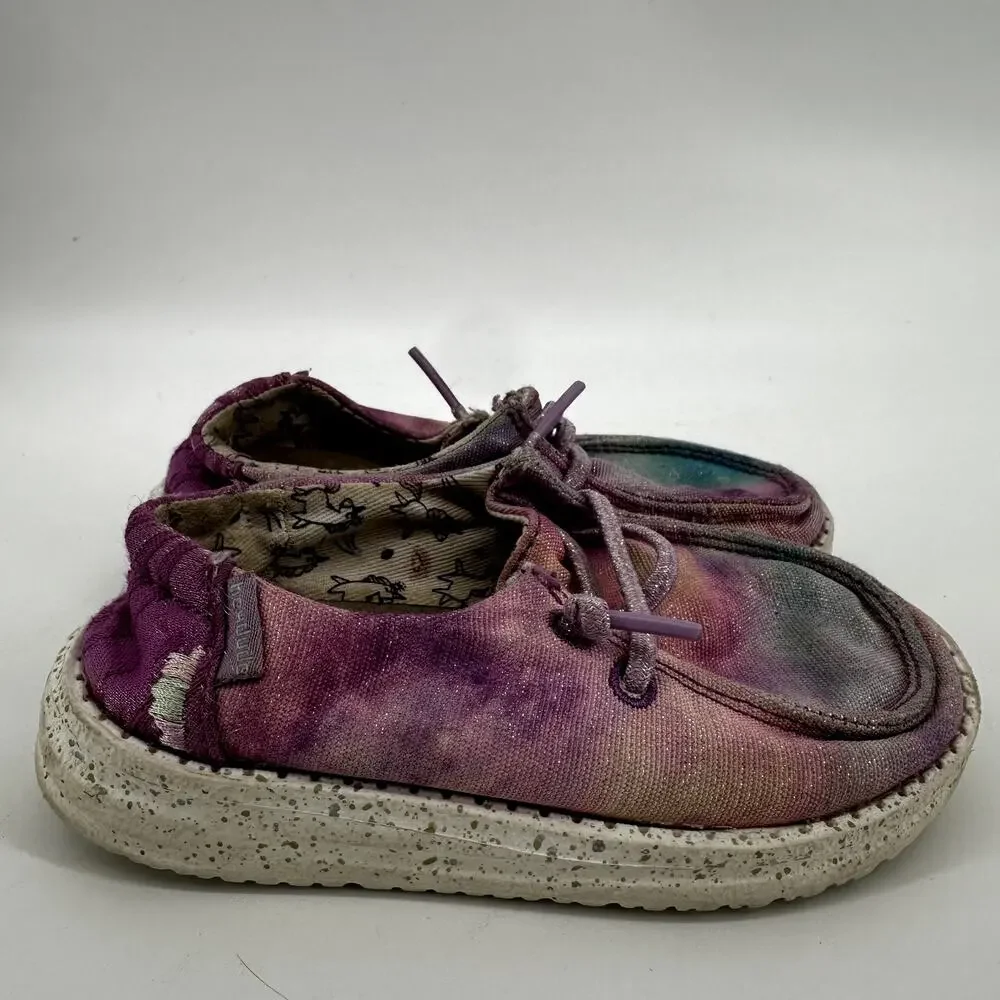 Hey Dude Wendy Dreamer Casual Moccasin Sneakers Lace Purple Pink Pastel K8